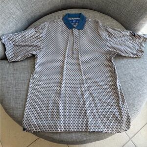 VTG Dunhill Blue and White Patterned Polo Vintage Shirt
